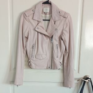 IRO Hana Blush Pink Leather Moto Jacket 38